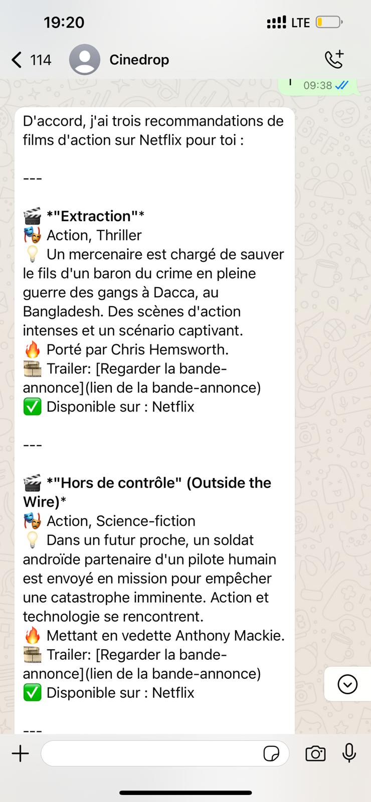 Recommandations CineDrop